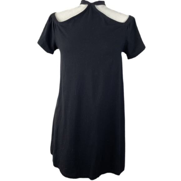 ASOS Basic Off Shoulder Little Black Halter Dress Sz 4 - Picture 1 of 9